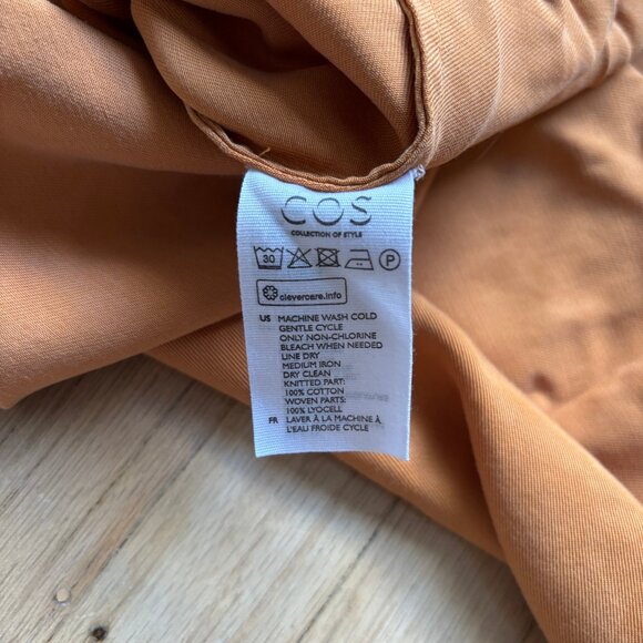 COS Mustard Ochre Midi Twill Knit Dress - Picture 12 of 13